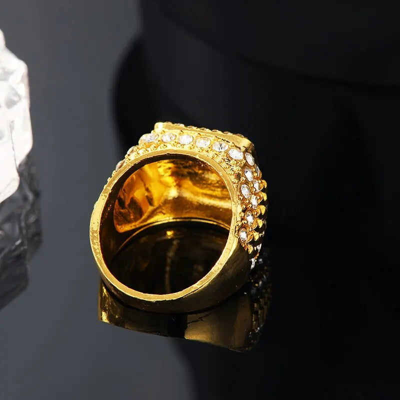 Gold-Plated Rhinestone Hip Hop Ring – Unisex, Multi-Size Fashion Ring Nixie
