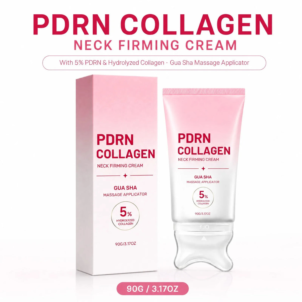 PDRN Collagen Neck Cream with Gua Sha Roller | Firming & Hydrating Neck Firming Cream Nixie