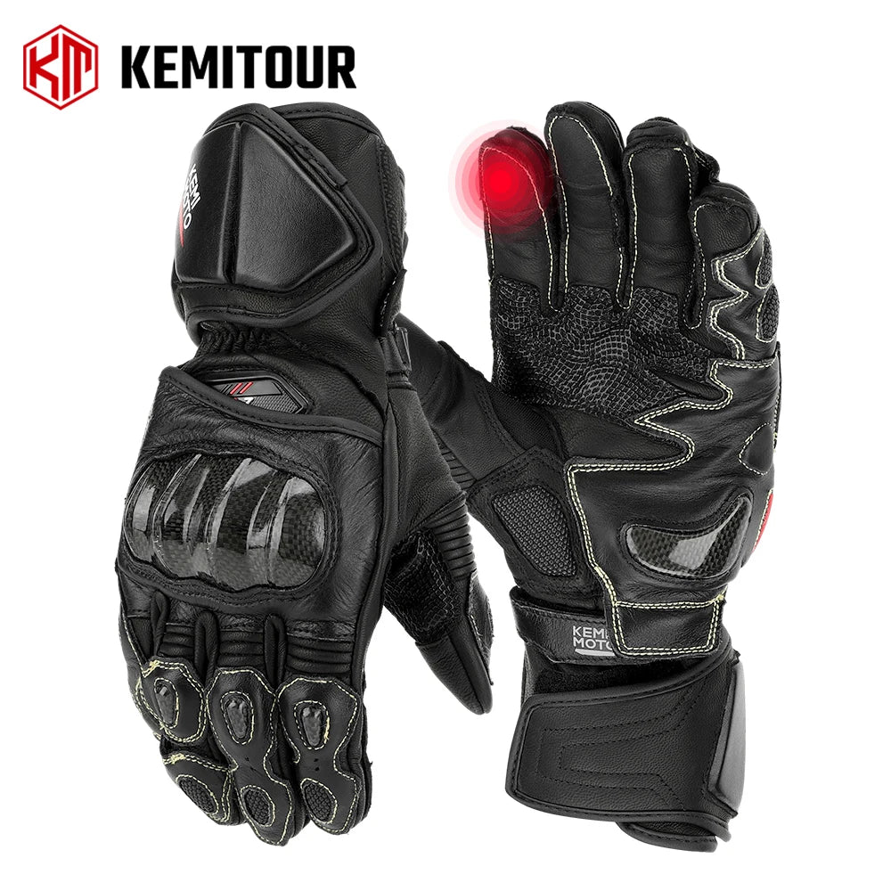 KEMITOUR Leather Motorcycle Gloves CE Kevlar Racing Protection Motorcycle Racing Gloves Nixie
