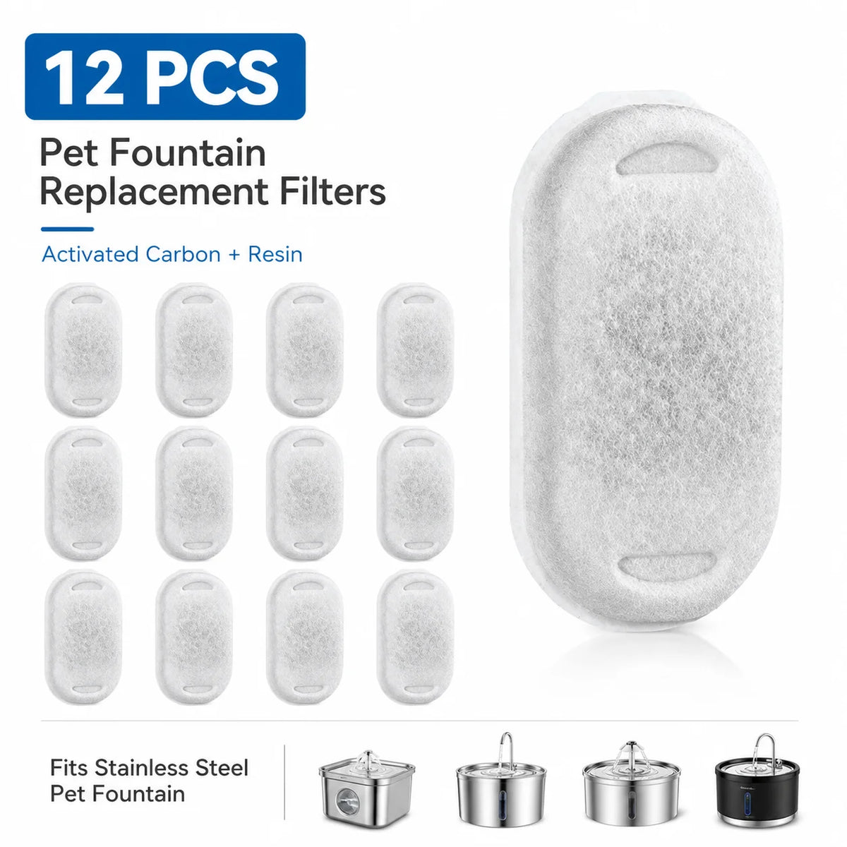Cat & Dog Fountain Filter – Activated Carbon Cartridge Pet Fountain Filter Nixie 12 PCS