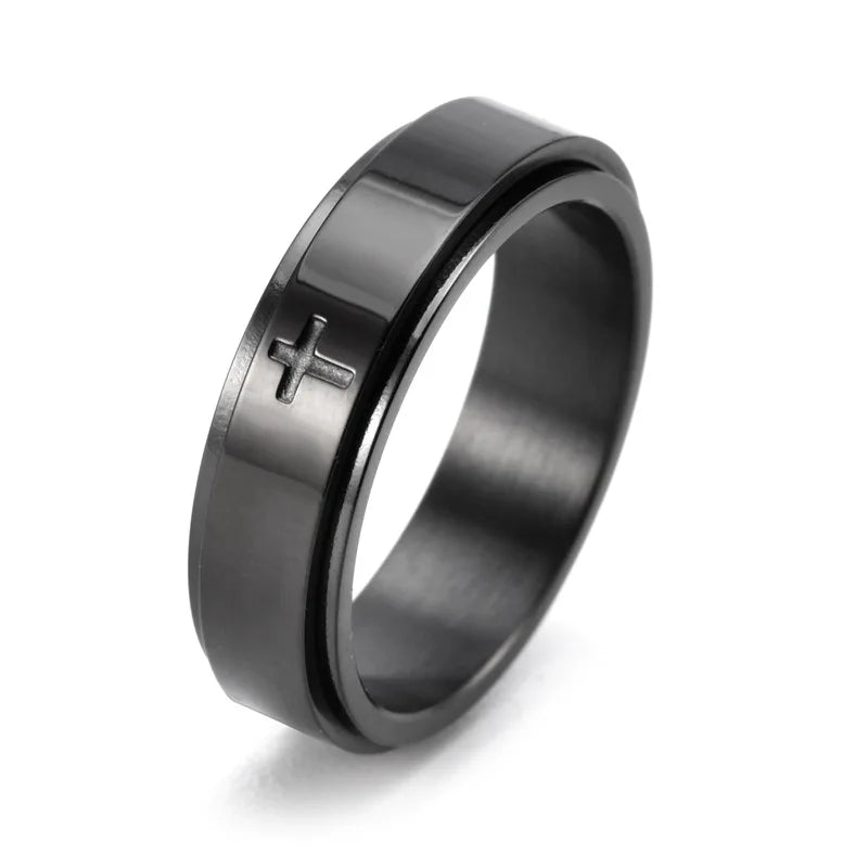 Stainless Steel Spinner Fidget Ring – Punk Skull Star Unisex Spinner Fidget Ring Nixie