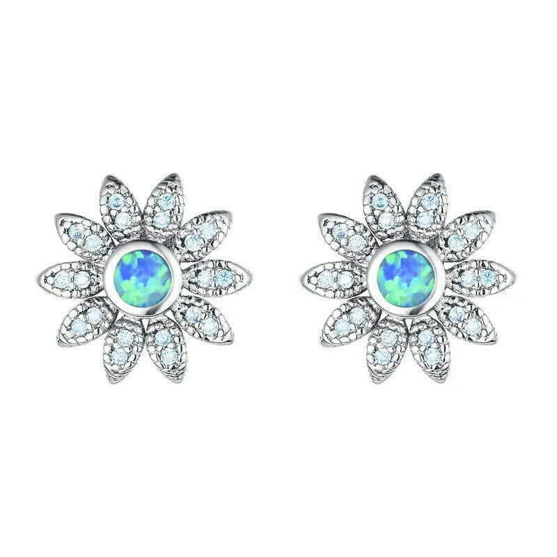 Nixie Silver Blue Simulated Opal Dangle Stud Earrings Gift Dangle Stud Earrings Nixie