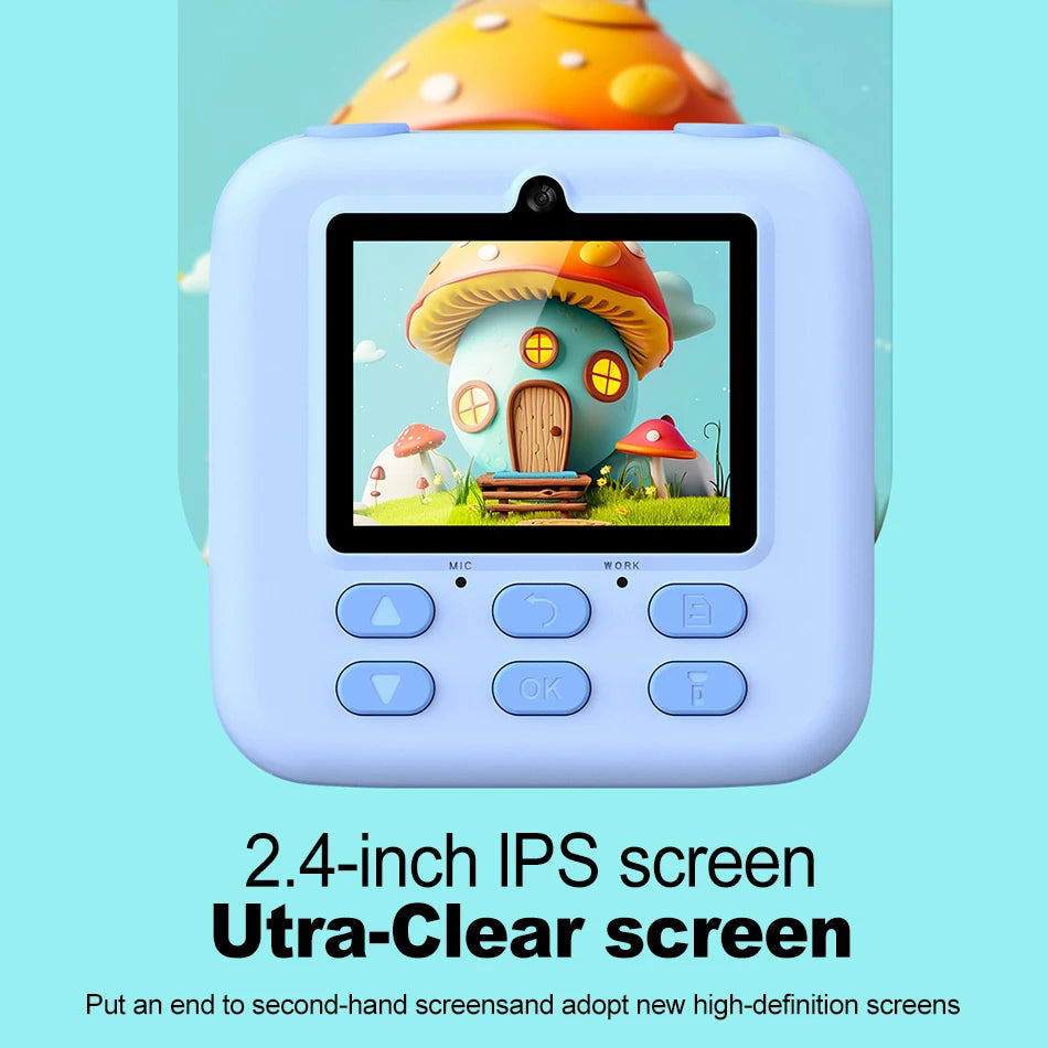 Kids Instant Print Camera 1080P HD Thermal Printer Dual Lens Kids Instant Camera Nixie