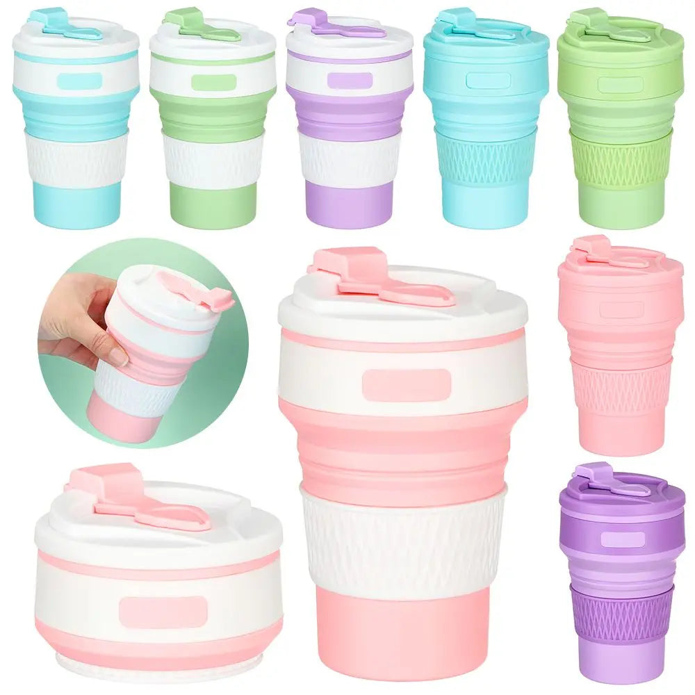 350ml Collapsible Silicone Travel Cup with Lid | Foldable Mug Collapsible Travel Mug Nixie