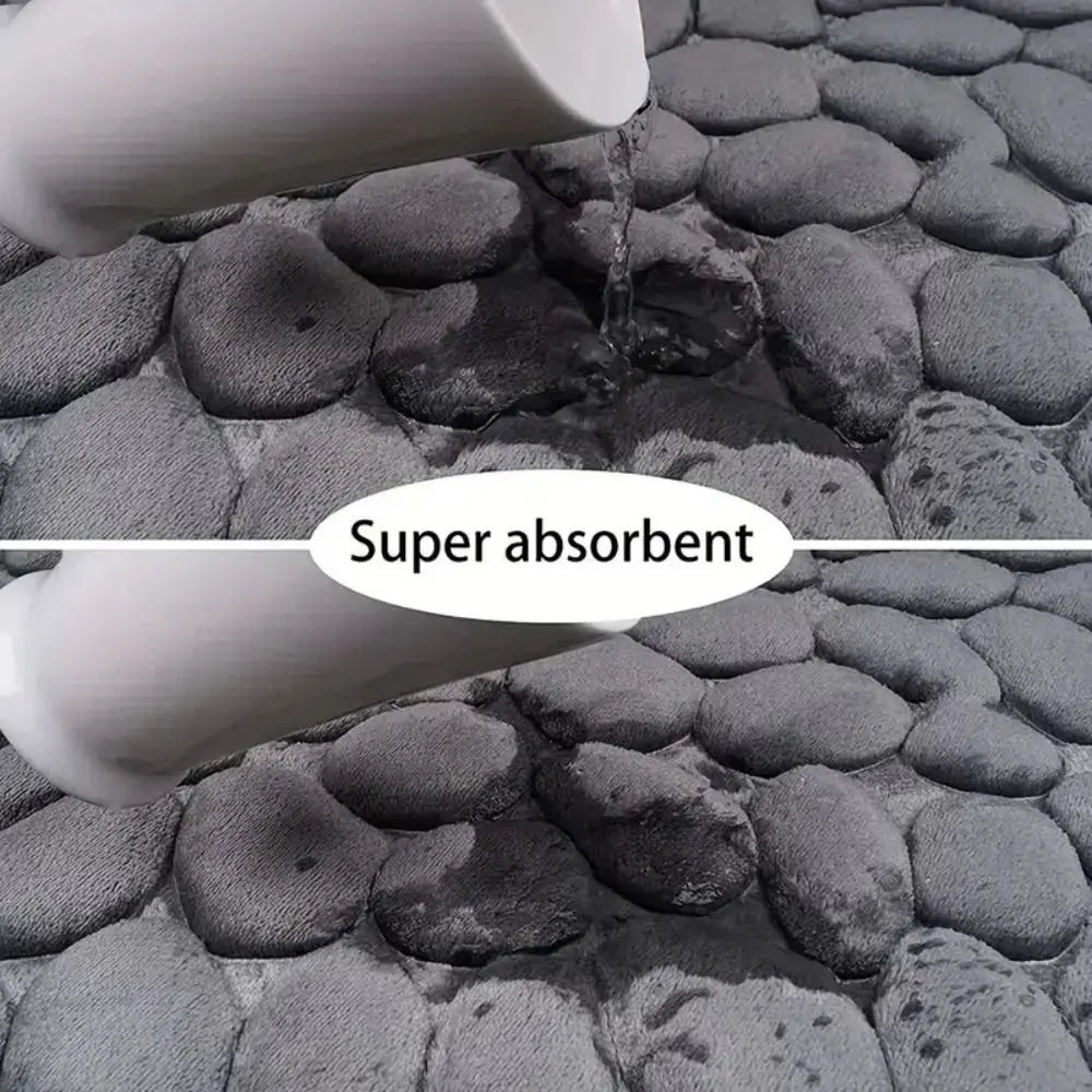 Cobblestone Bath Mat – Non-Slip Absorbent Microfiber Shower Rug