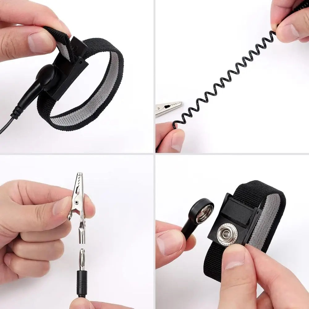 ESD Anti-Static Wrist Strap with Alligator Clip — PC Building ESD Grounding Strap Nixie