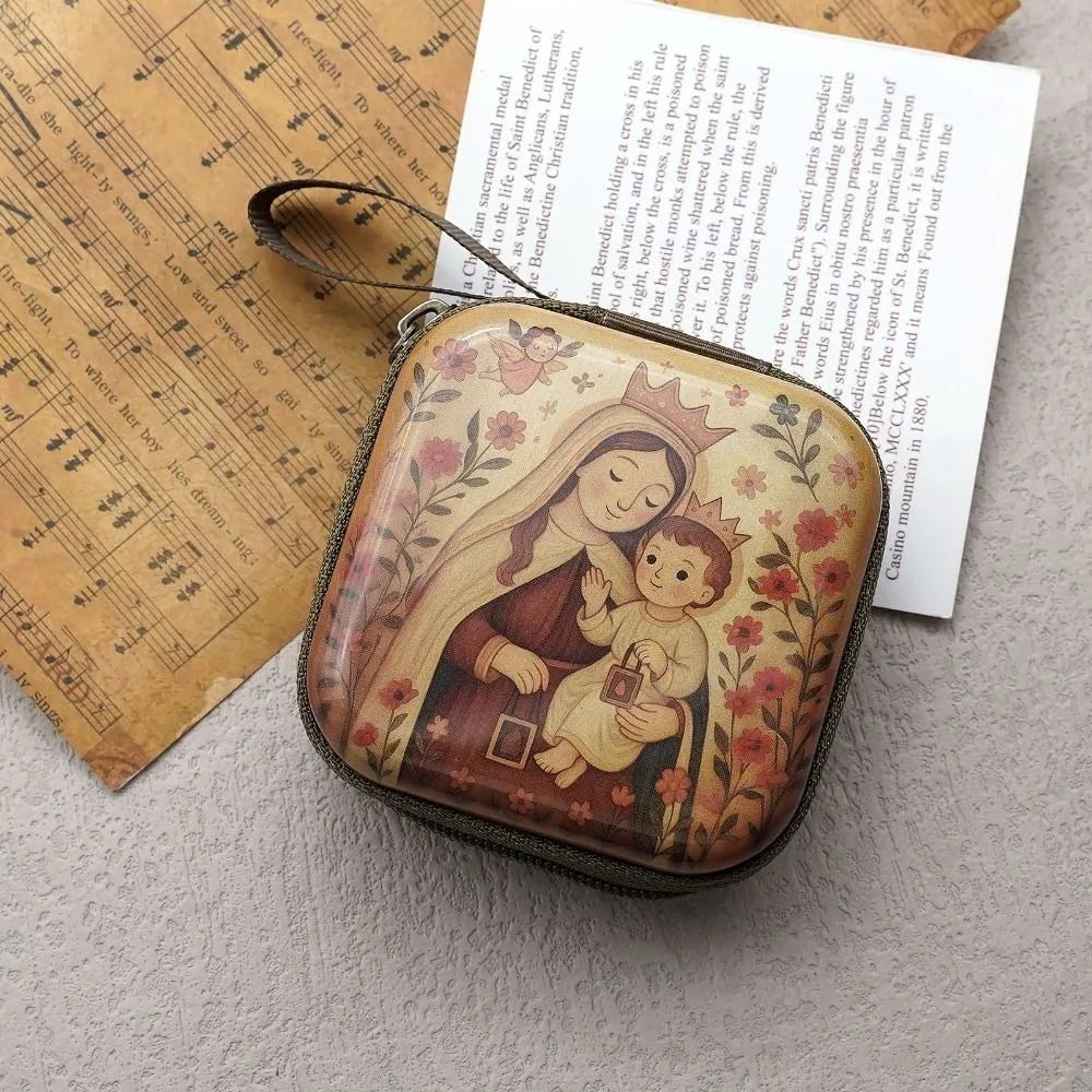 Virgin Mary Rosary Storage Bag – Zippered Christian Gift Box