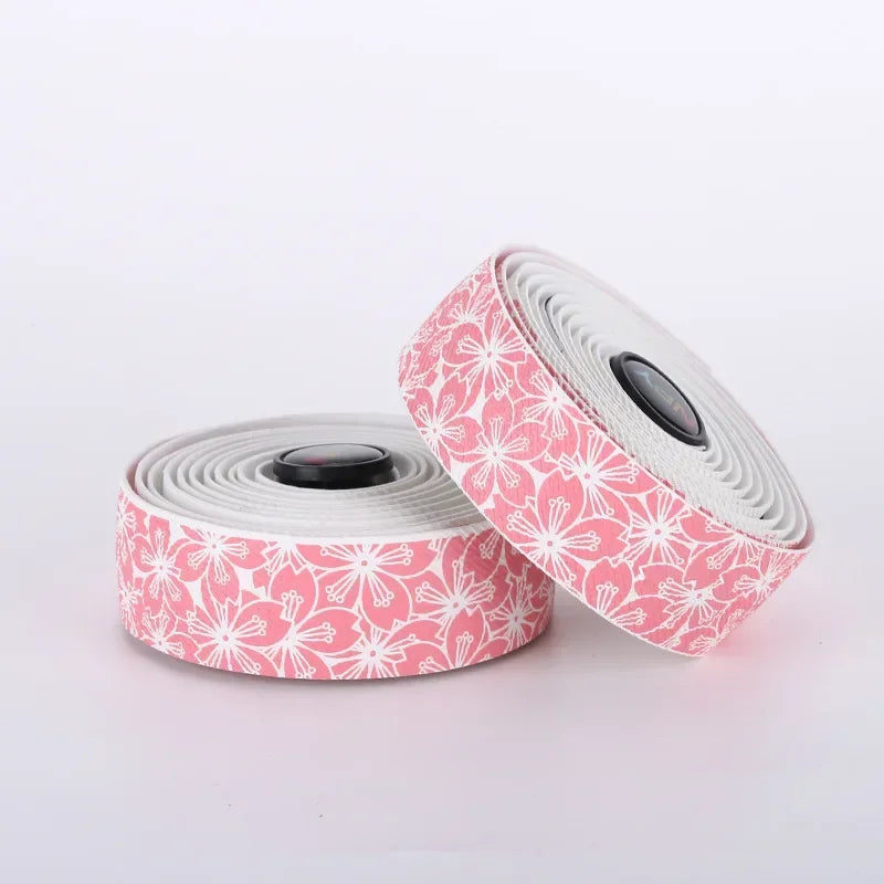 Sakura Road Bike Handlebar Tape – Anti-Slip Cushioned Wrap Bike Handlebar Tape Nixie WHITE-PINK