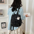 Korean-Style Small Canvas Backpack for Women | Travel & School Women's Backpack Nixie Black (No Charm)