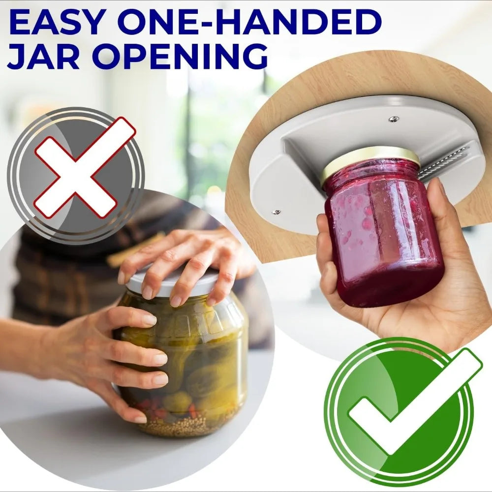 Under Cabinet Jar & Can Opener – Easy Grip Lid Remover | Nixie Jar & Can Opener Nixie