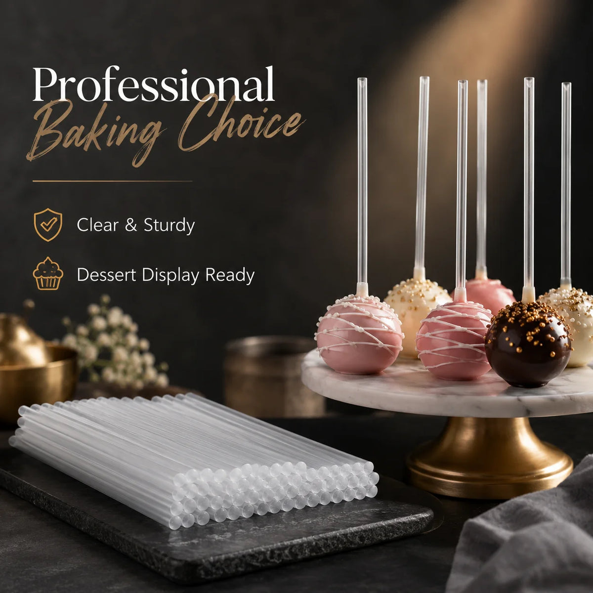 Hollow Plastic Cake Pop & Lollipop Sticks — 50 or 100 Pack Cake Pop Sticks Nixie