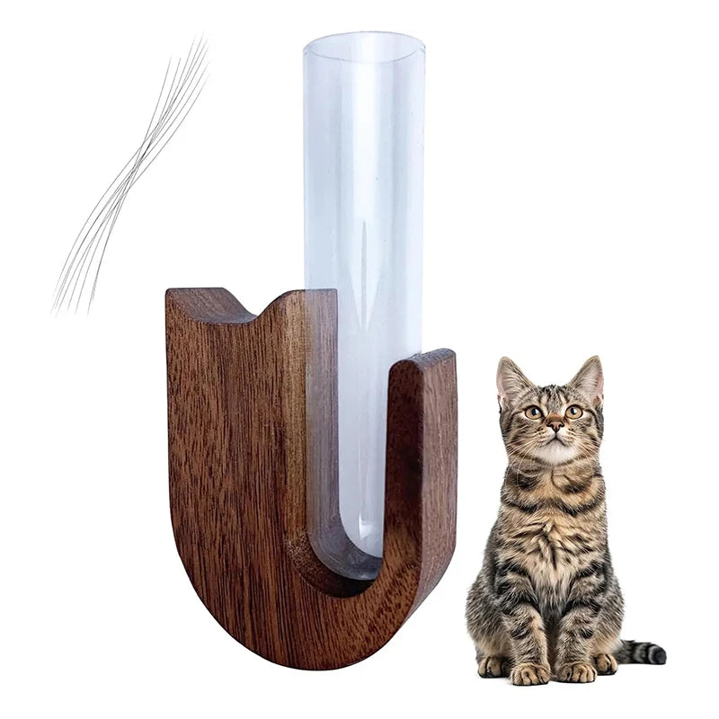 Cat Whisker Vase Fridge Magnet – Wood & Glass Pet Keepsake Pet Keepsake Vase Nixie