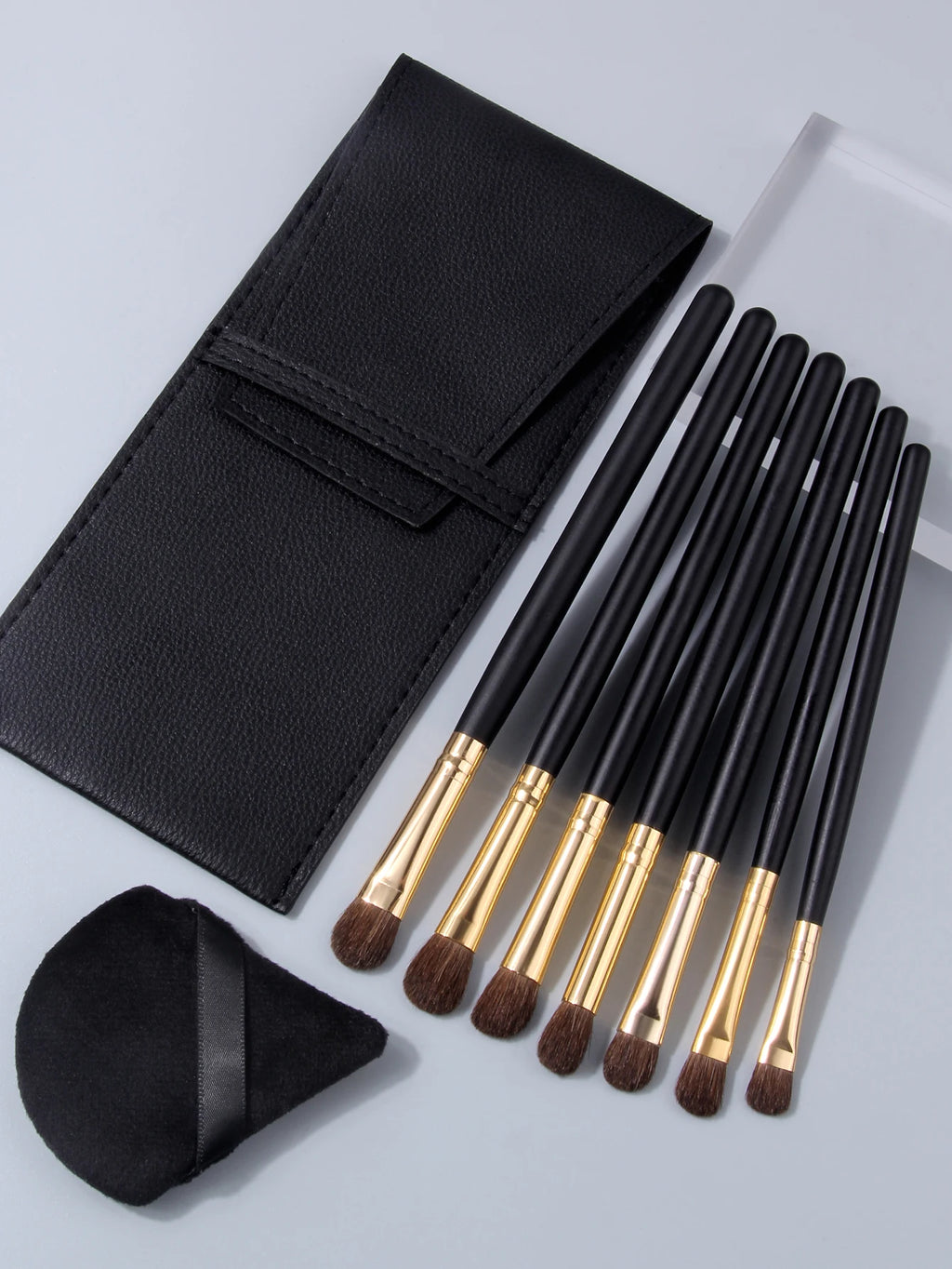7-Piece Natural Horse Hair Eye Makeup Brush Set + Leather Bag Eye Makeup Brush Set Nixie