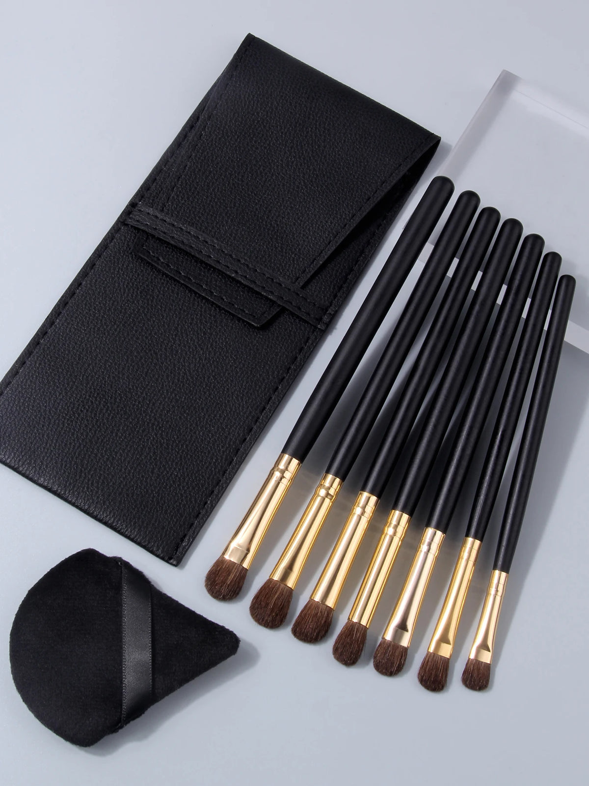 7-Piece Natural Horse Hair Eye Makeup Brush Set + Leather Bag Eye Makeup Brush Set Nixie