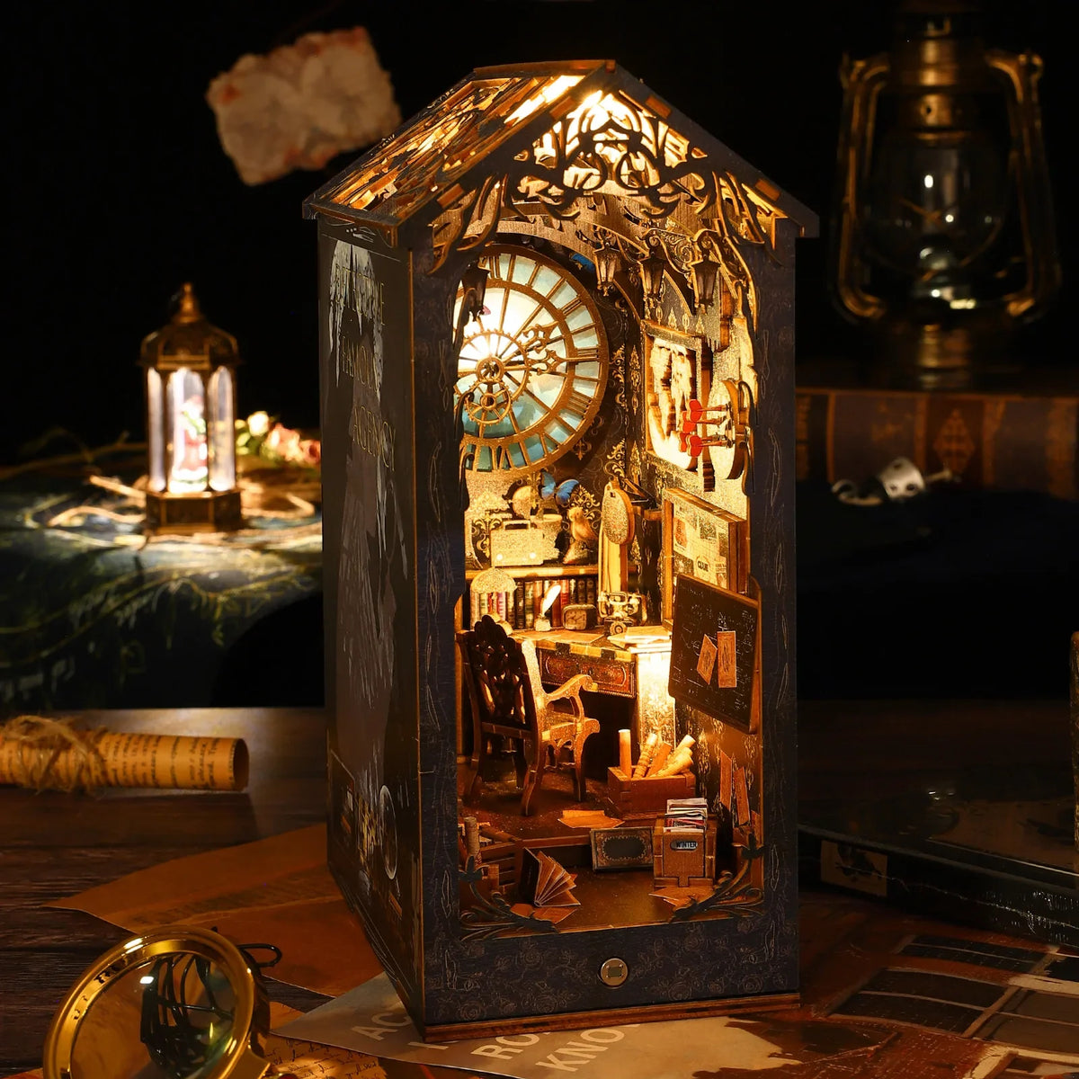 DIY Book Nook Kit 3D Wooden Puzzle with LED Light | Miniature
