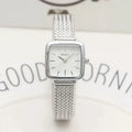 Women's Retro Small Square Quartz Watch – Steel Strap Women's Quartz Watch Nixie Silver