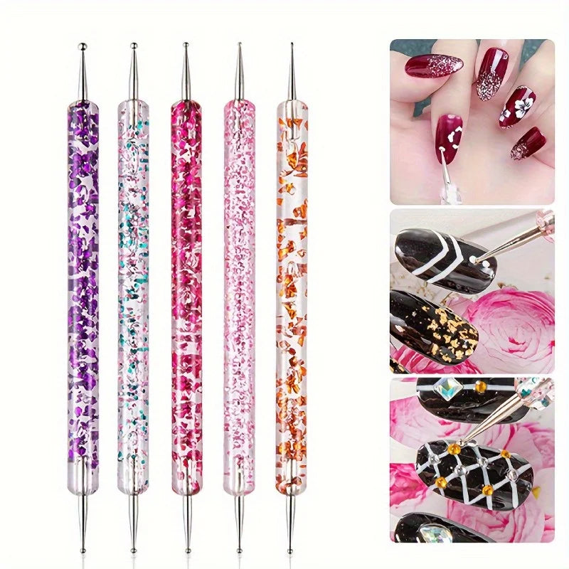 5-Piece Dual-Ended Nail Art Dotting Pen Set – Rhinestone Tools Nail Art Dotting Pens Nixie