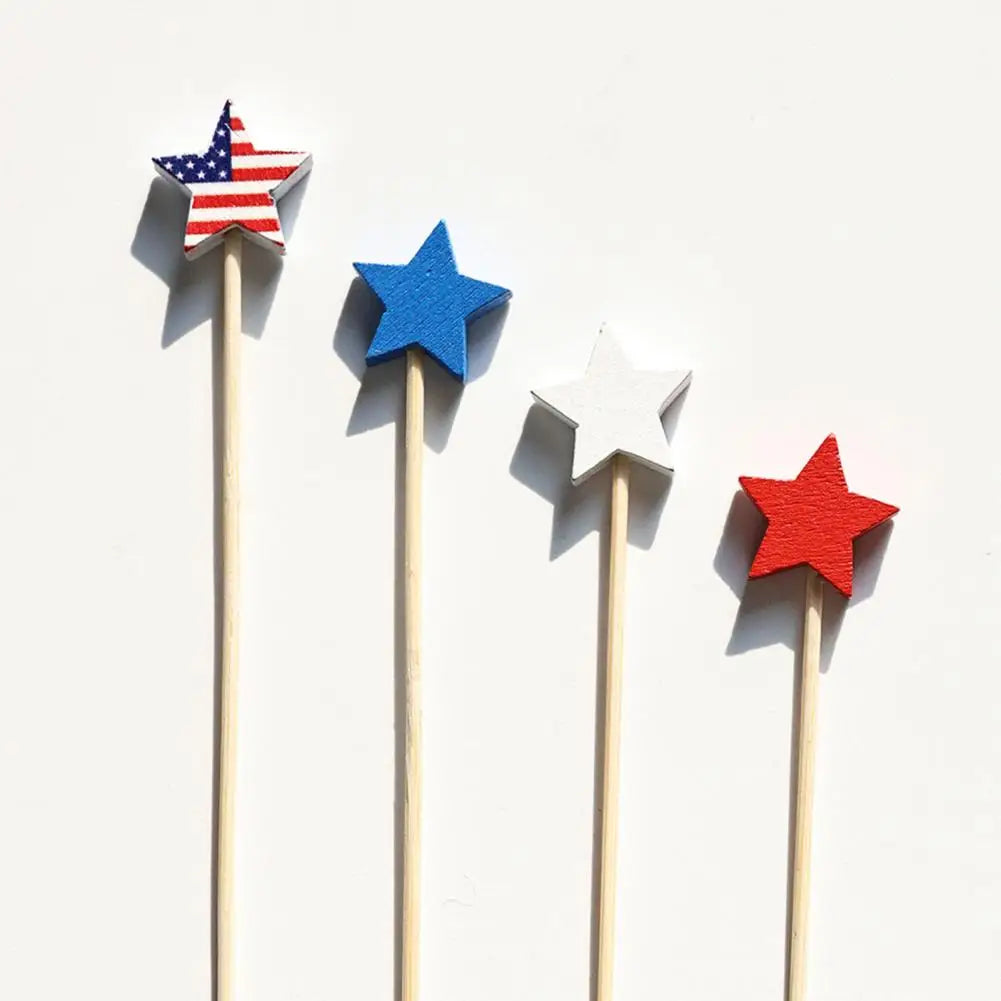 100pcs Bamboo Cocktail Picks – 4th of July Star Skewers Bamboo Cocktail Picks Nixie