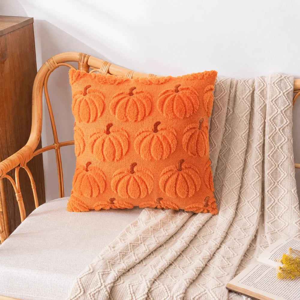 Halloween Pumpkin Tufted Throw Pillow Cover 45x45cm Fall Decor