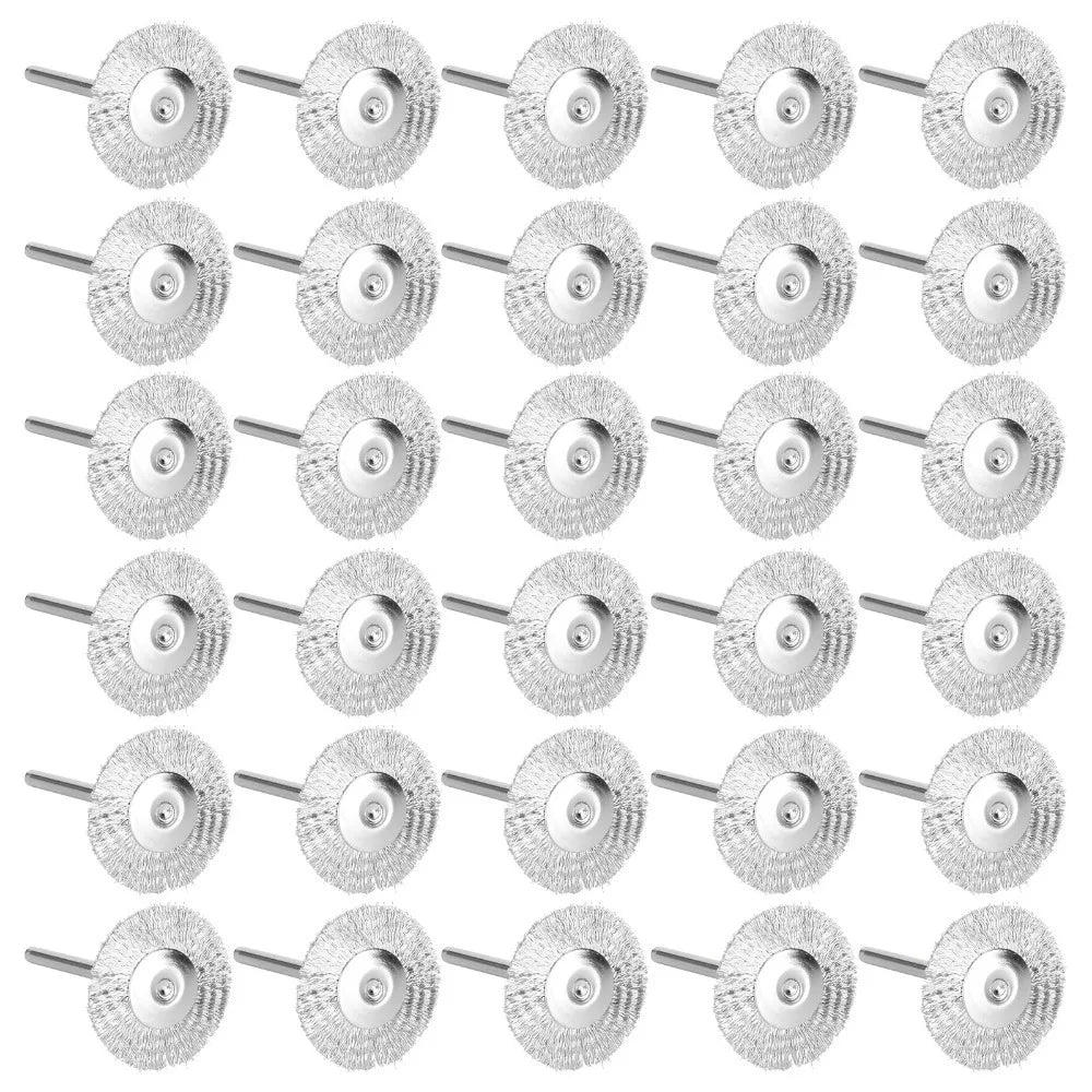 30pcs T-Shape Wire Brush Wheel Set – 3mm Shank Rotary Tool Rotary Tool Brush Nixie --