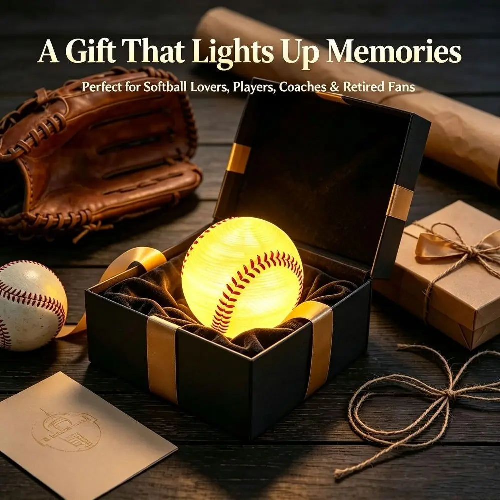3D Softball Baseball Night Light Silicone LED Bedside Lamp
