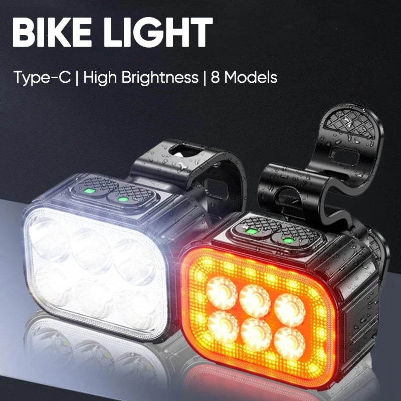 Q6 Rechargeable Front & Rear Bike Light Set | LED Bicycle Lamps Bicycle Light Set Nixie