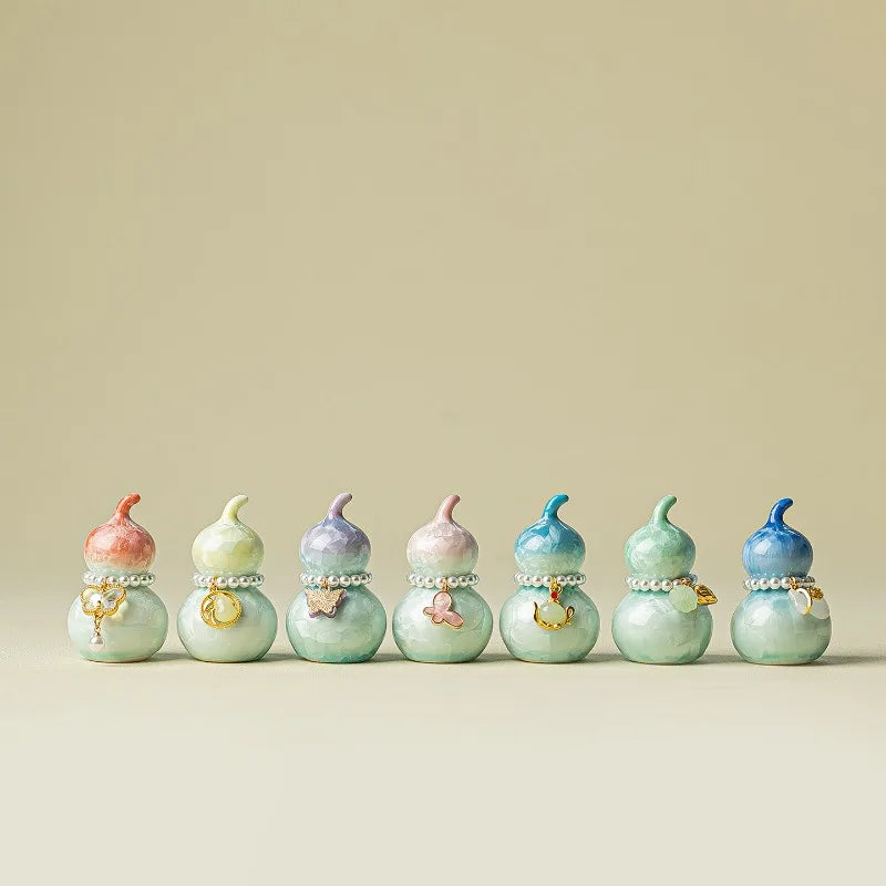 Kiln-Fired Crystal Glaze Ceramic Gourd Tea Pet Decoration Ceramic Desk Ornament Nixie