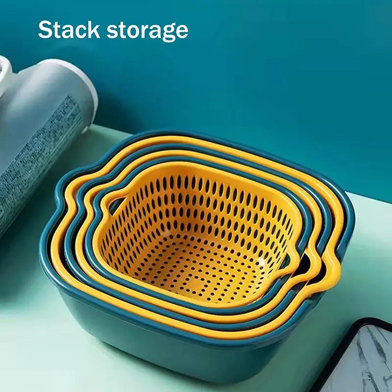 6-Pack Double-Layer Plastic Drain Basket Set – Kitchen Storage