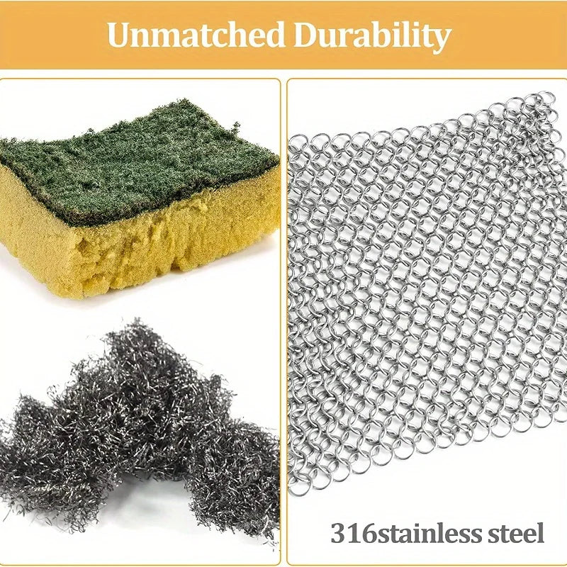Stainless Steel Chainmail Scrubber – Reusable Kitchen Cleaner Chainmail Kitchen Scrubber Nixie
