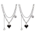 2PCS Hip Hop Gold Plated Mosaic Heart Pendant Necklace Set Pendant Necklace Set Nixie Silver-plated