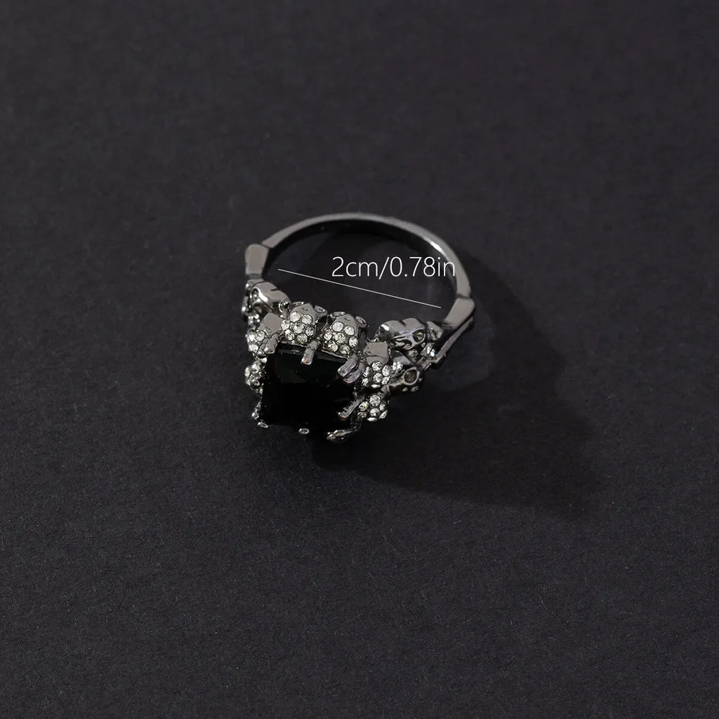 Men's Black Crystal Zircon Skull Ring | Punk Jewelry Sizes 6–11 Fashion Skull Ring Nixie