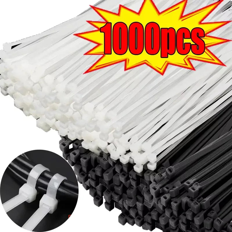 100/1000 PCS Self-Locking Nylon Cable Zip Ties White Straps Cable Zip Ties Nixie
