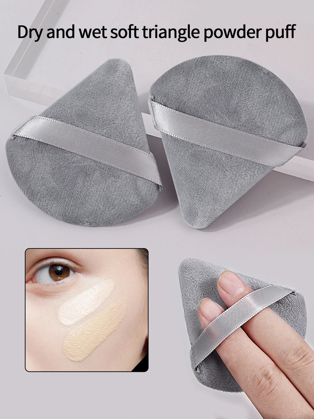 Extra-Large Powder Blush Brush + 2 Triangular Puffs – Nixie Makeup Brush Set Nixie