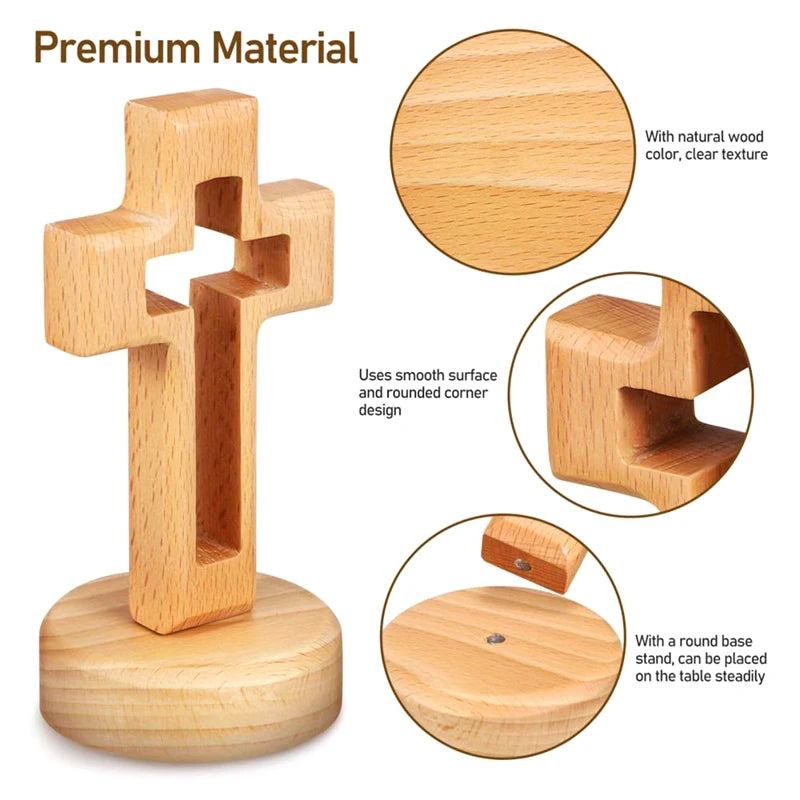Handcrafted Wooden Jesus Crucifix Standing Cross Decor Religious Wood Decor Nixie