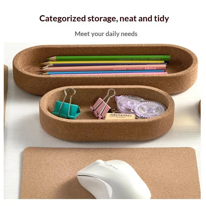 Oval Cork Tray – Heat Resistant Countertop Organizer S & L Cork Organizer Tray Nixie