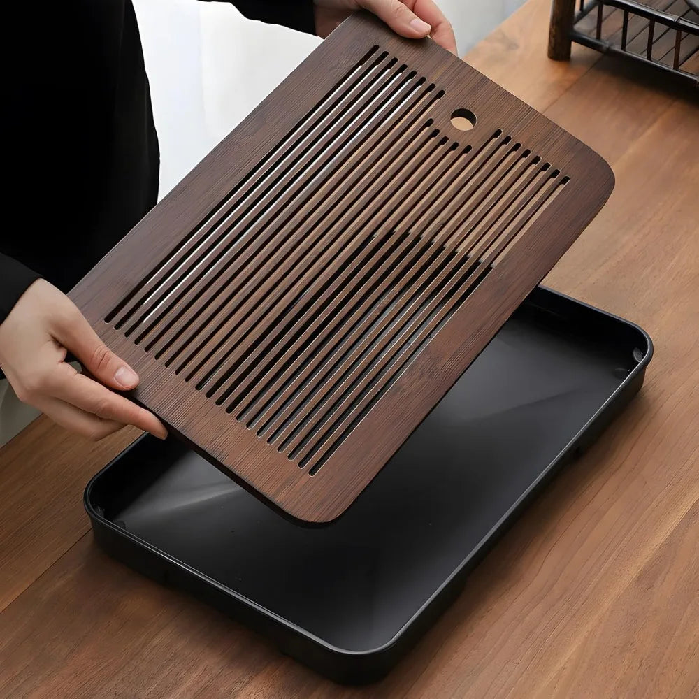 Bamboo Kung Fu Tea Tray – Portable Detachable Drain Tray Bamboo Tea Tray Nixie