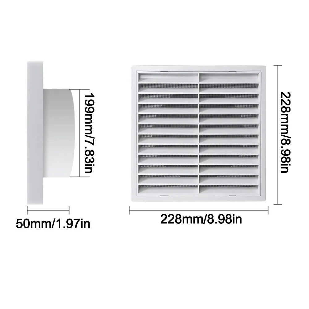 Square Air Vent Grille Cover 4–8 In | Aluminum Fiber Mesh Vent Grille Cover Nixie White-8in
