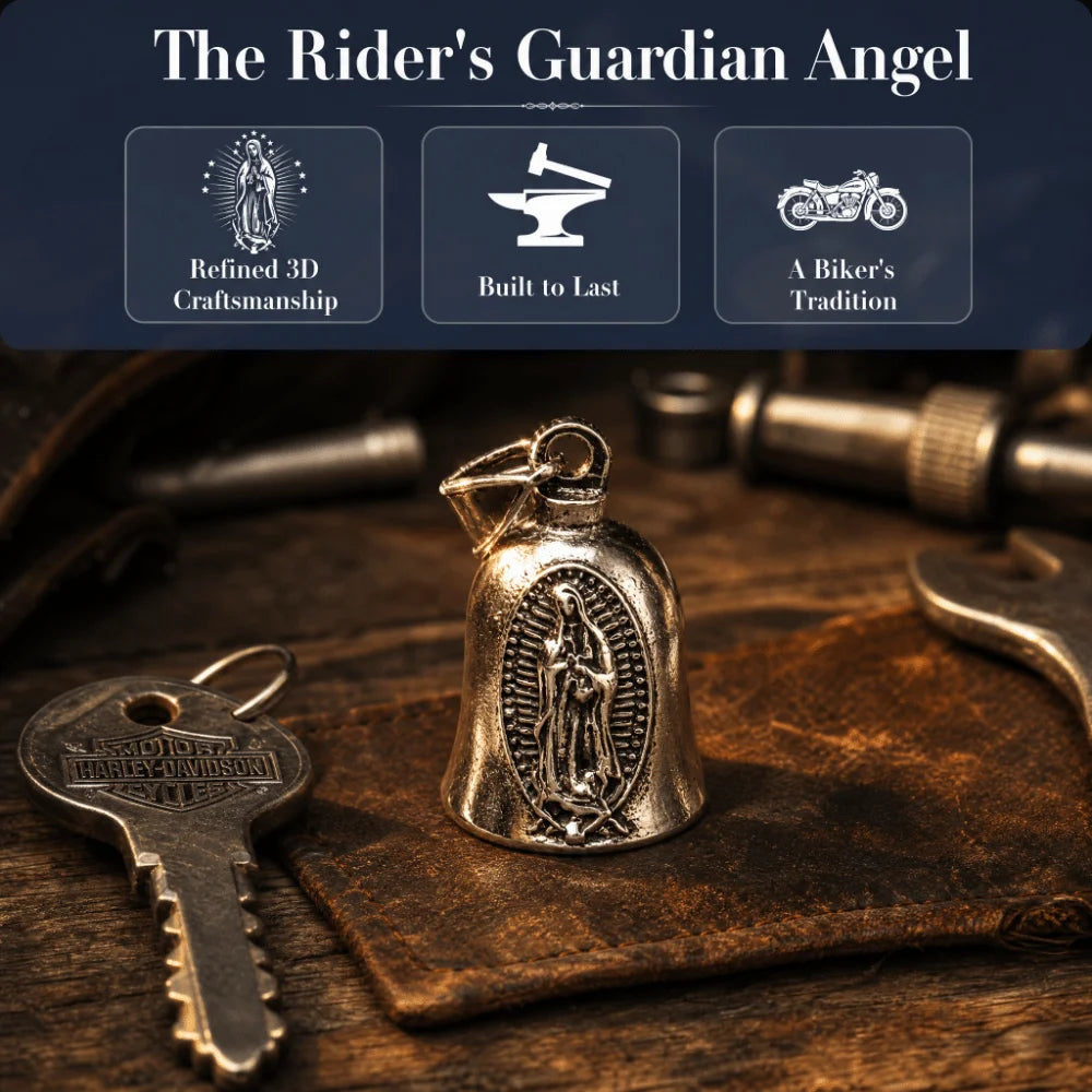 Virgin Mary Motorcycle Guardian Bell – Biker Good Luck Charm Biker Bell Charm Nixie