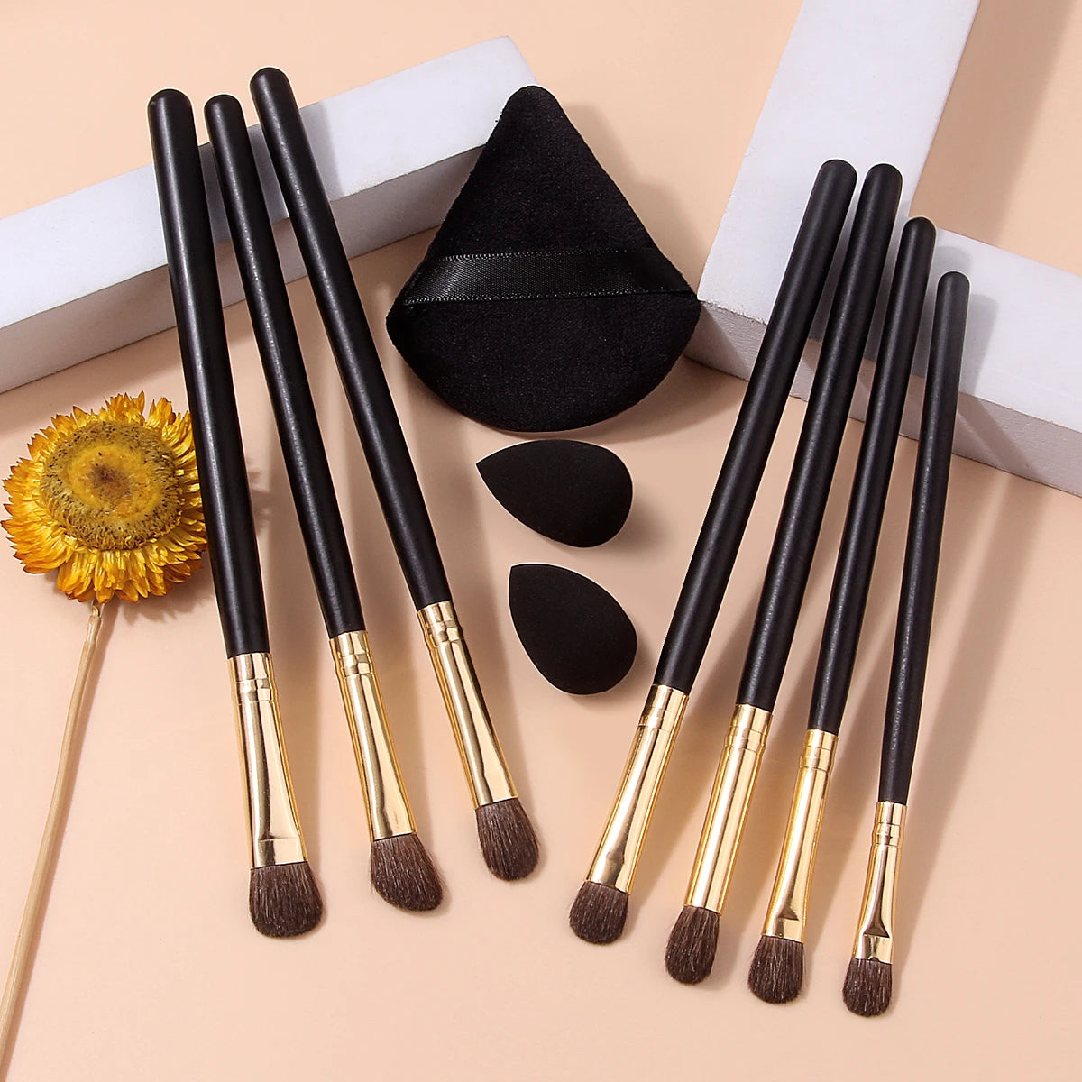 10Pcs Horsehair Eyeshadow Makeup Brush Set & Beauty Sponge Eye Makeup Brush Set Nixie Default Title
