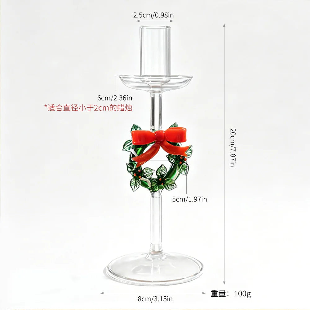 Christmas Glass Candle Holder – Nordic Borosilicate Candle Stand Glass Candle Holder Nixie F1 1Pc