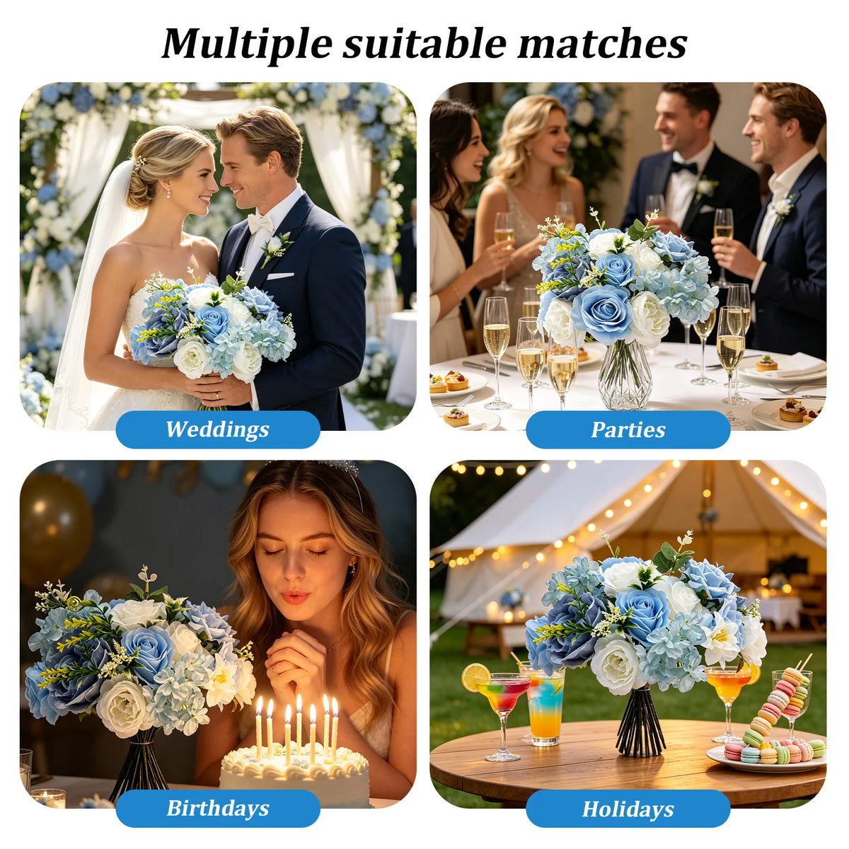 Artificial Flowers Combo Box – Pink & Blue Faux Flowers for DIY Artificial Flower Set Nixie