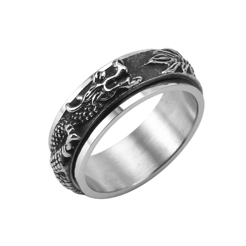 Stainless Steel Spinner Fidget Ring – Punk Skull Star Unisex