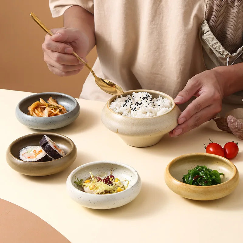 Japanese Retro Ceramic Dipping Dish & Bowl | Wabi-Sabi Style Ceramic Dish Bowl Nixie
