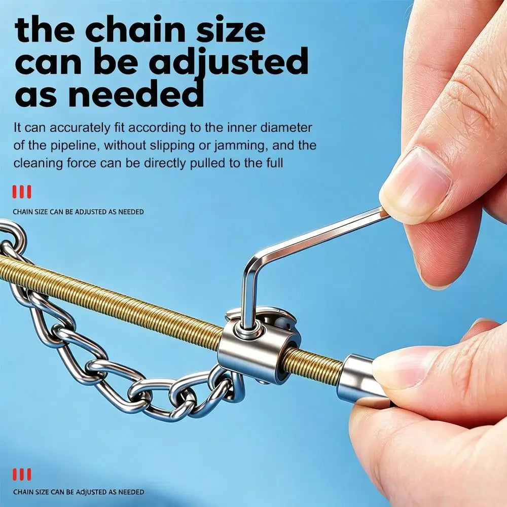 Adjustable Drain Pipe Dredger – Flexible Steel Chain Cleaner Drain Pipe Dredger Nixie