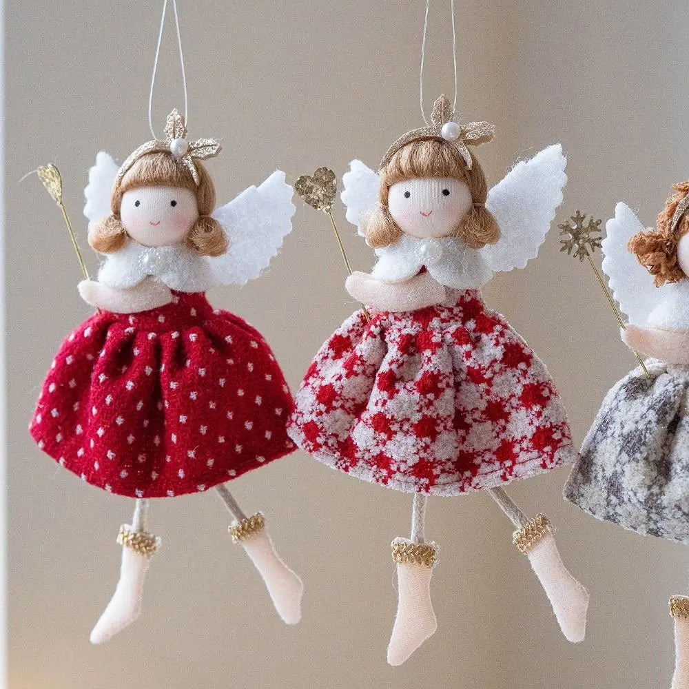 Cloth Angel Girl Christmas Ornament Pendant – Red White Grey Christmas Ornament Nixie