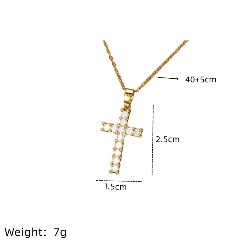 Gold Plated Cross Pendant Necklace – Copper & Stainless Steel Pendant Necklace Nixie