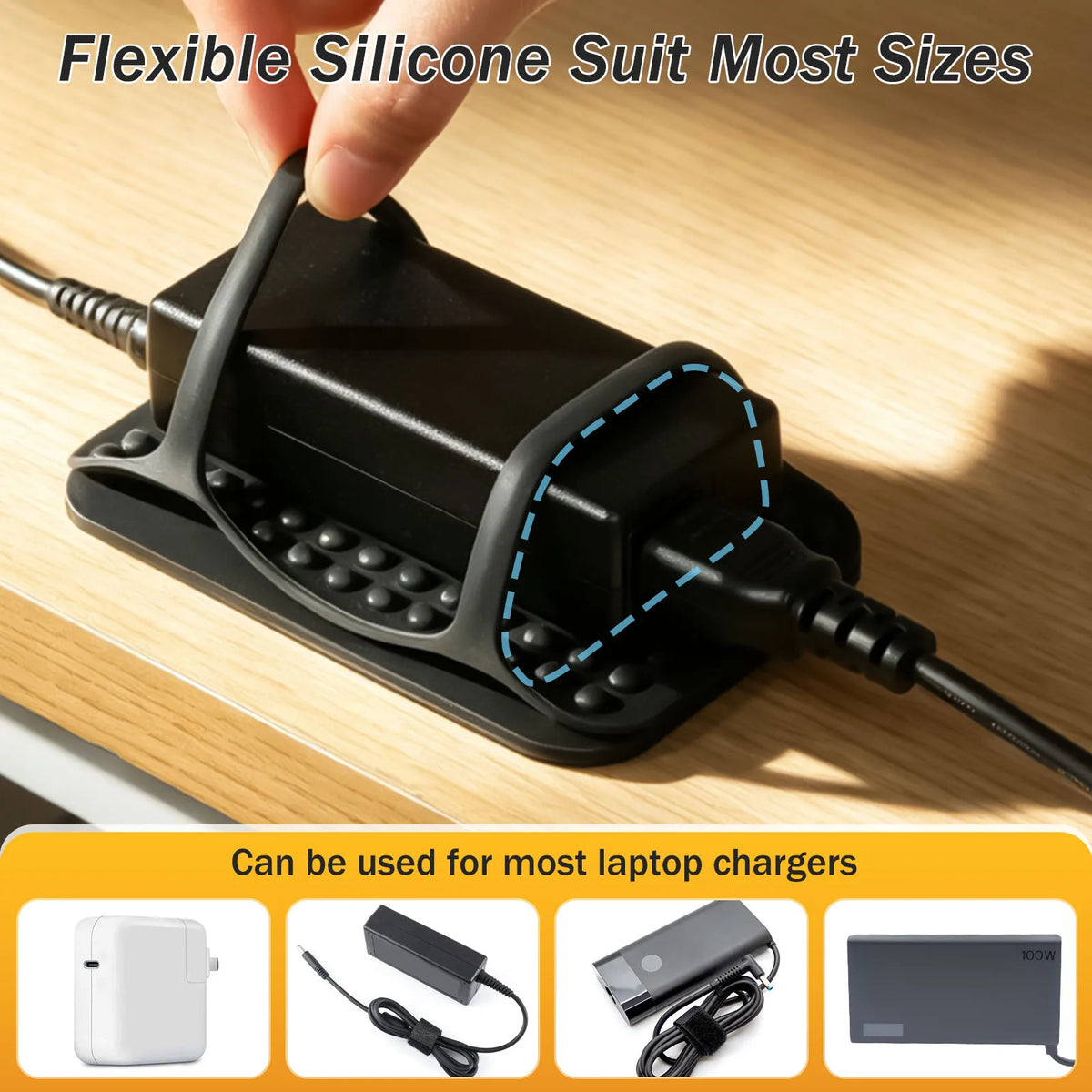 Silicone Laptop Charger Holder Under Desk Power Adapter Mount Charger Holder Mount Nixie