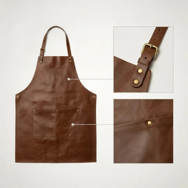 PU Leather Apron Vintage Halter Neck – Barista & Workshop