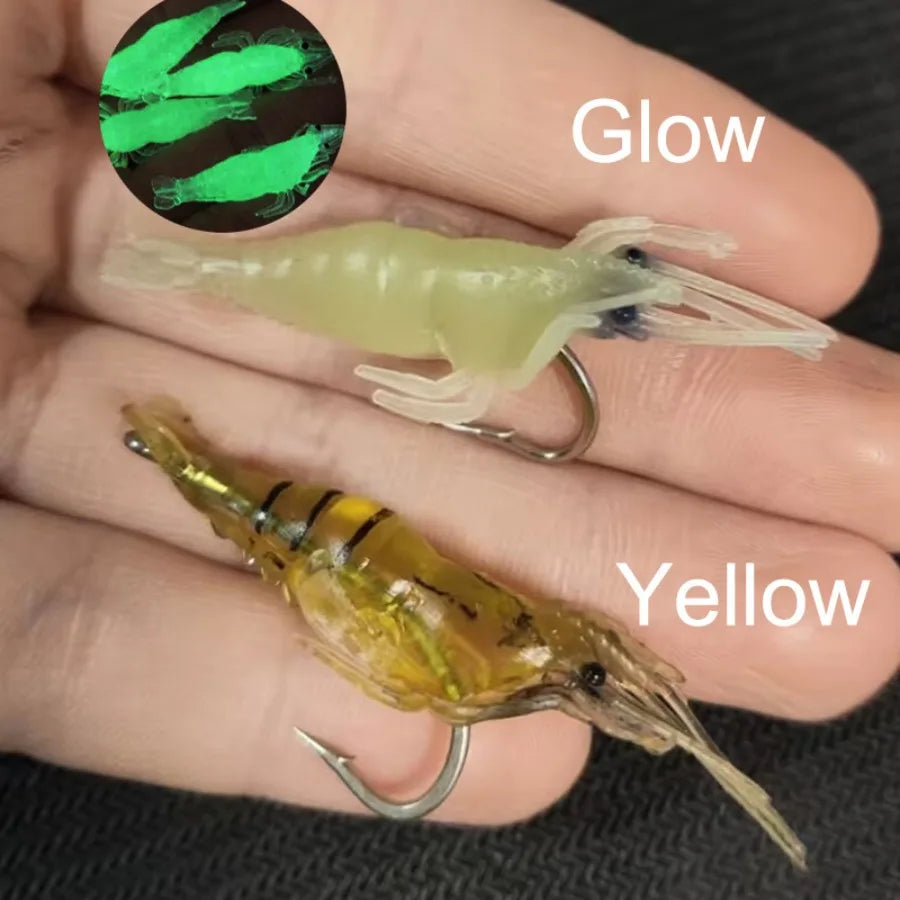 10pcs Luminous Soft Shrimp Lure – Silicone Prawn Sea Fishing Bait Soft Fishing Lure Nixie