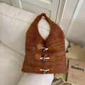 Women's Large-Capacity Knitted Tote Bucket Shoulder Bag Knitted Tote Bag Nixie BB-681-Brown Extra Large